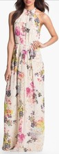 TED BAKER  Cream Attavia Summer Bloom Print Maxi Dres Size 5 Uk 16