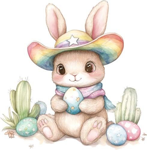 Colour easter bunny cactus - bunny,