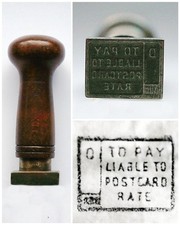 GPO Post Office Instructional Hand Stamp "TO PAY LIABLE TO POSTCARD RATE " 