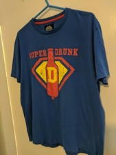 Men's Blue Obscene Clothing T- Shirt Size M  "Super Drunk"