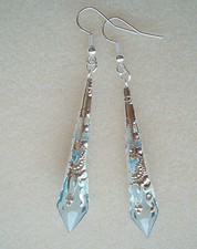 Ice Blue Aqua Faceted Teardrop