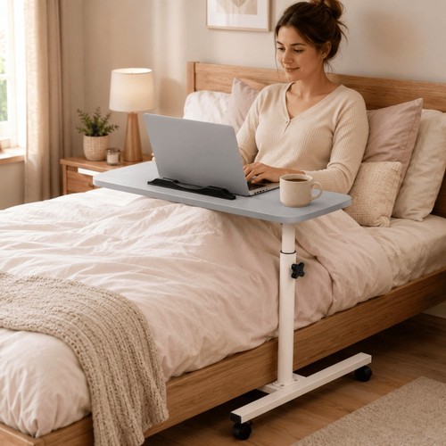 Adjustable overbed table with - table,