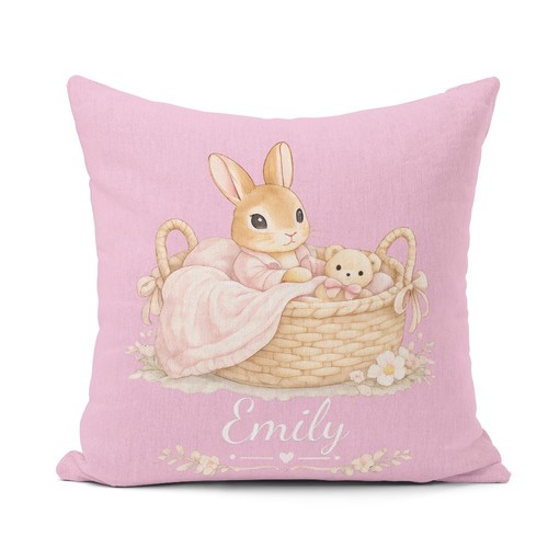 Pink bunny teddy - teddy, basket