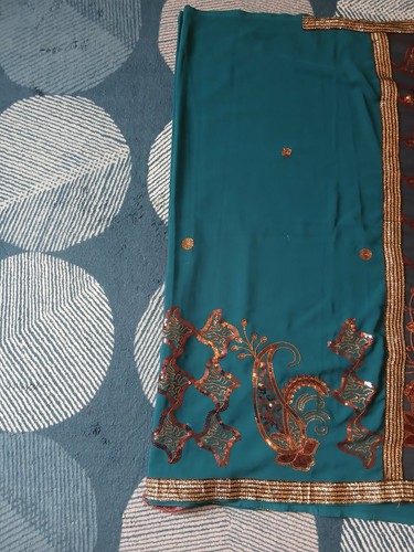 Half green red - red, saree