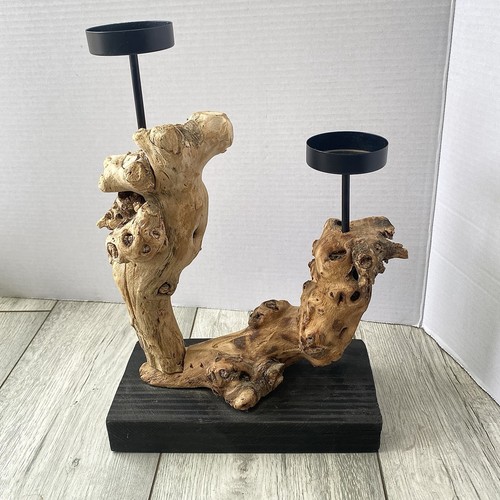 Rustic driftwood root candle - driftwood,