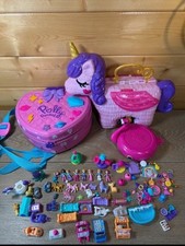 Mattel POLLY POCKET Toy Bundle Playsets Fairground Backpack, Flamingo Unicorn