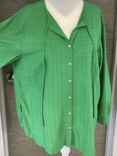 M&S sz 16 Long Blouse Bright GREEN Oversize Seersucker M&S Long Shirt sz 16 50in