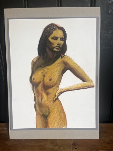 Vintage nude portrait pastel - vintage,