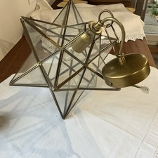 Vintage Moravian Star Brass Glass Pendant Ceiling Lamp Shade 25cm with fittings
