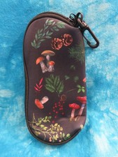 Dark Forest Pinecones Mushrooms Zip Close Clip On Glasses Sunglasses Soft Case