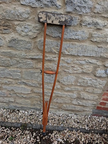 Vintage single crutch wooden - vintage,