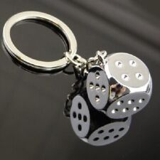 Chrome Silver Effect Metal Dice Keyring Keychain Keyfob UK Stock Seller