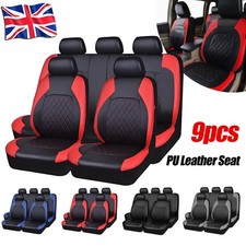 9pcs Full Set Universal PU Leather Seat Covers Protectors Non-Slip Cover