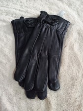 Ladies Black Genuine Leather Gloves Size Medium Excellent Condition