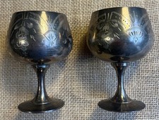 A Pair of Silver Plate Wine/Cordial Goblets