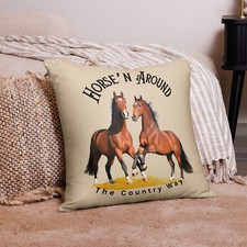 Horse Lovers! Throw Pillow Horse Stallion Accent Any Room 2-Sizes Hidden Zipper