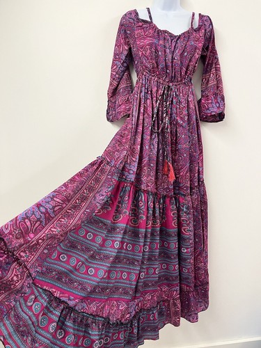 Pink gypsy dress long - pink, summer
