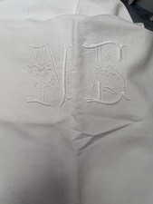 Antique French Linen Sheet trousseau 220cm x 280cm SN monogram metis fabric old
