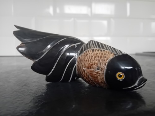 Vintage carved horn fish - fish, koi