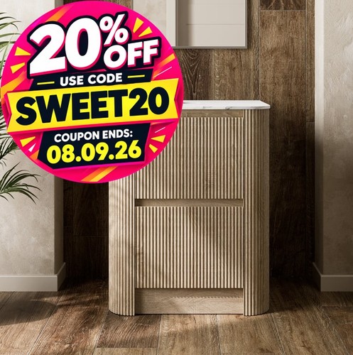 Fluted oak 600mm - fluted, freestanding