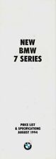 BMW 7-Series E38 Specifications 1994-95 UK Market Brochure 730i 740i
