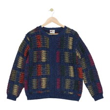 Vintage Poppy Cardigan Womens Size M Multicoloured Full Zip Patterned Wool Blend