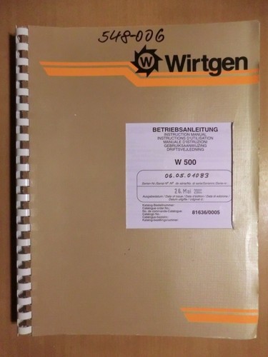 Operating instructions wirtgen - operating,
