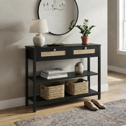 Stylish black console table - black,