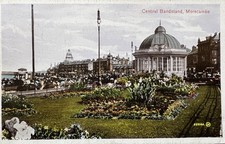 1916 Morecambe Central Bandstand, Colour Valentine's Vintage Postcard Lancashire