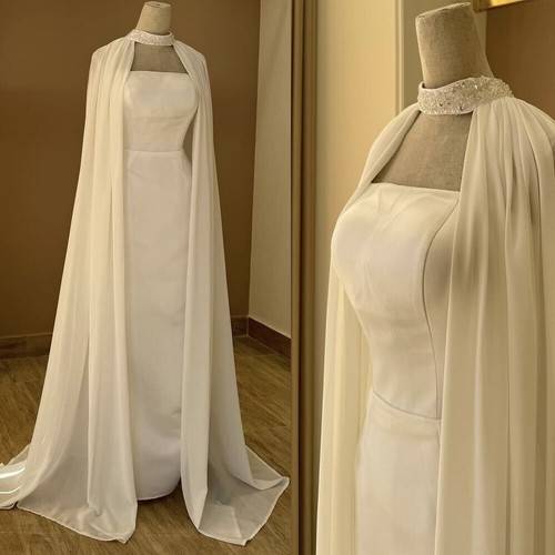 White chiffon wedding cape - chiffon,