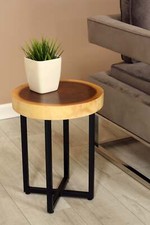 18" Tall Wooden Side End Table Stool Night Display Wood Stand Accent Bar WST-IR2