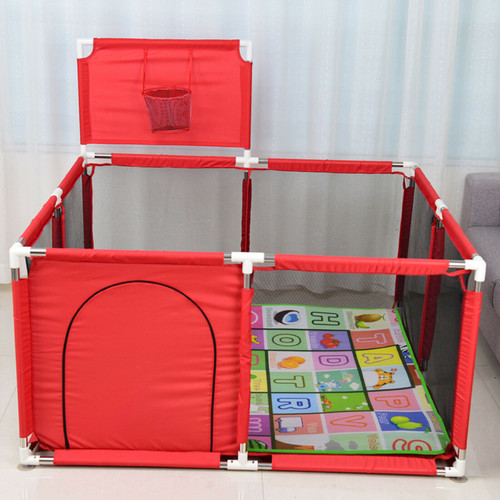 Red baby playpen with - baby,