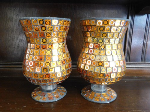 Jazzy orange silver mosaic - orange, &