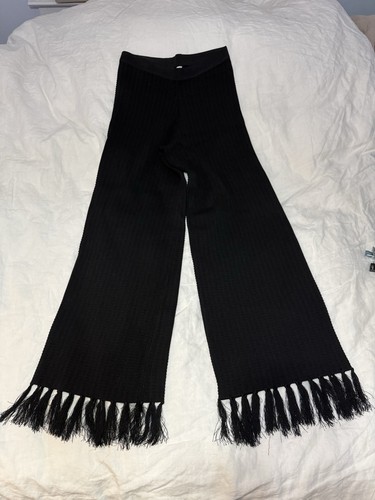 Zara black tassel wide leg - black,