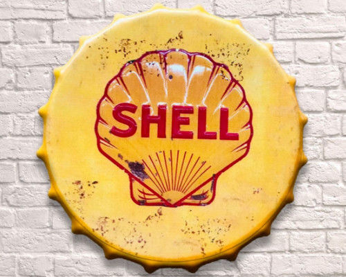 Shell oil sign metal bottle - shell,