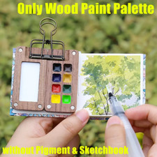 Travel Paint Set with 8 Grids Mini Wood Palette Box for Watercolor Painting