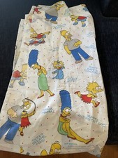 Vintage 1990 THE SIMPSON'S Cartoon TWIN TOP FLAT SHEET ~Bart Homer Lisa Curtains