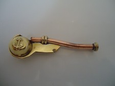 BOSUN WHISTLE BRASS & COPPER WITH ANCHOR BOATSWAIN ROYAL NAVY A VERY NICE GIFT