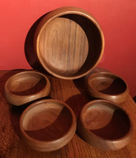 VINTAGE TEAK WOODEN BOWL SET -