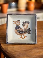 Vintage Retro 1960 JAPAN Paul Marshall Studio Pottery Peacock Trinket Dish MCM