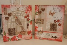 ❤️3D handmade canvas. Shabby chic birdcage picture wall hanging red floral. ❤️