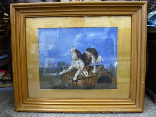 Antique unusual framed oil - antique,