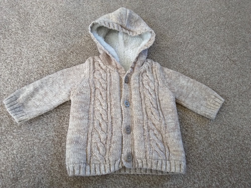 Beige cable knit cardigan - ,