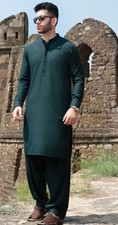 Men's  Pakistani Shalwar Kameez  Dark Green High Matrial Size S Small New 