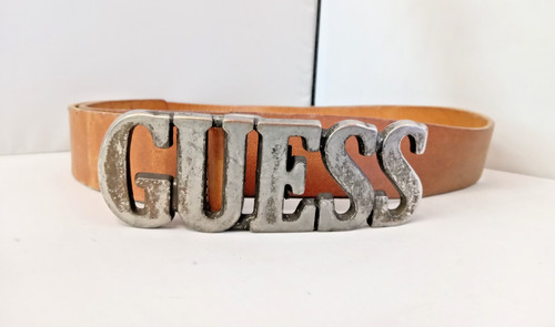 Guess tan leather belt in - leather,