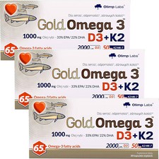 GOLD OMEGA 3 D3 + K2 - Fatty Acids EPA DHA - VITAMIN D3 - VITAMIN K2 - VITAMIN E