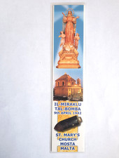 Mosta Malta Catholic Bookmark St Mary Church Miracle 1942 WW2 Religious Souvenir