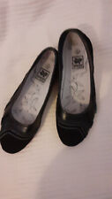 Black Leather/Suede Flat style Ballet Shoes size 5 (38) by Down To Earth