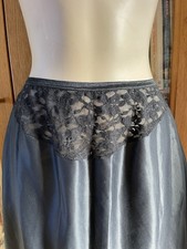 Vintage M&S St Michael Black Silky Nylon Lace Panel Waist Half Slip 12-14