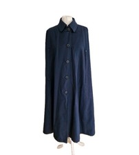 Vtg Burberry Prorsum Navy/Checked Wool Plaid Reversible Cape Coat. Size 12 Long.